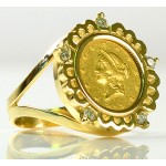 U.S. $1 Type I Gold in 14kt Gold and Diamond Ring